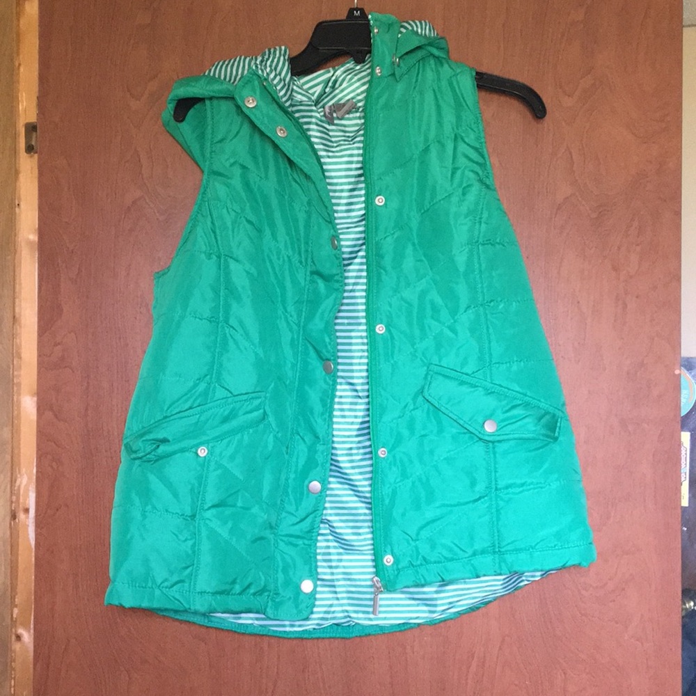 New Directions vest with a removable hood
